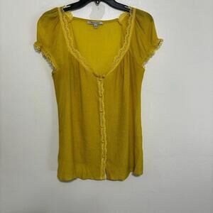 Quintessential Yellow Short Sleeve Gauze Shirt Size Large